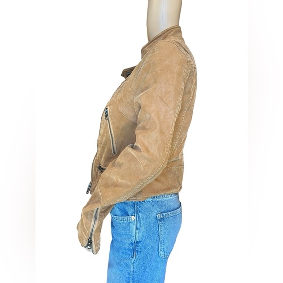 Free People We The Free Womens Fenix Vegan Leather Moto Jacket Camel Brown XS - Picture 6 of 13
